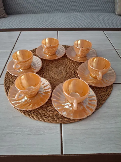 6'lı sarı fincan takımı vintage